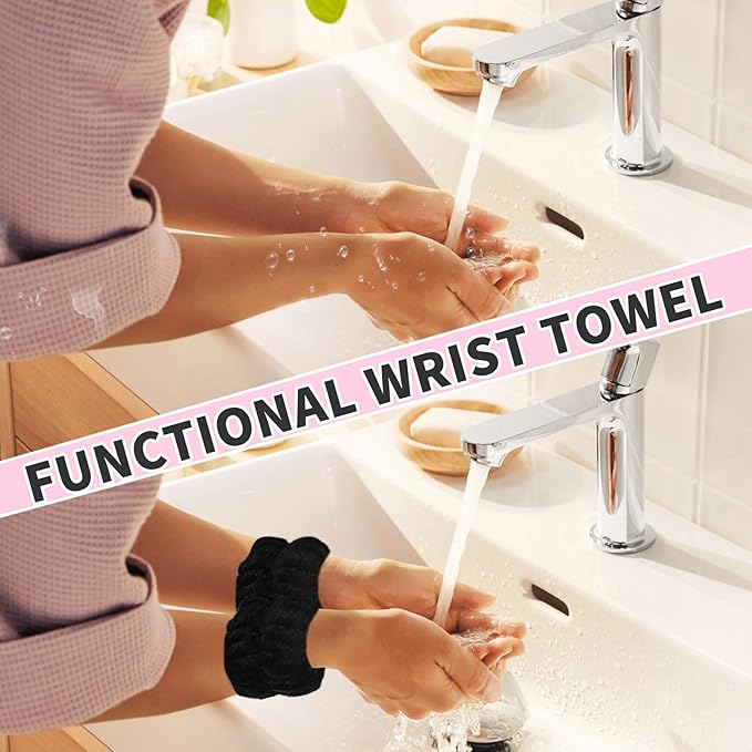 WSYUB Spa Wristbands and Headband Set for Face Washing, Self Care Gifts for Women & Teen Girls