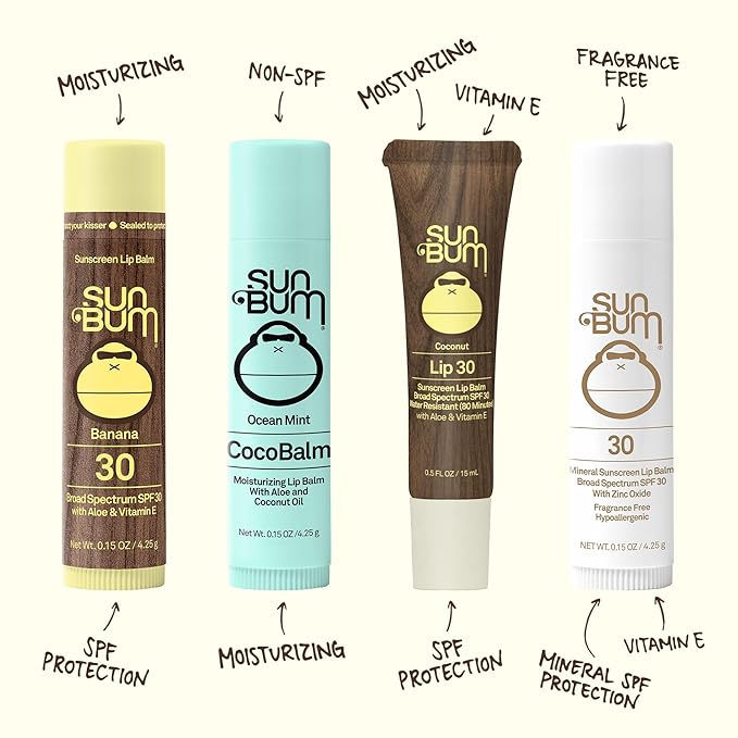 Sun Bum SPF 30 Sunscreen Coconut Lip Balm - Moisturizing Aloe Vera and Vitamin E - Vegan and Cruelty Free - Broad Spectrum UVA/UVB Lip Protection - 0.15 oz Stick