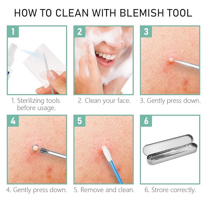 Pinkiou Blackhead Remover Comedone Pimple Popper Tool Acne Extractor Blemish Remover Ingrown Hair Tweezers Removal Kit Whitehead Remover Zit Treatment Skincare Tools for Face Nose,8 PCS