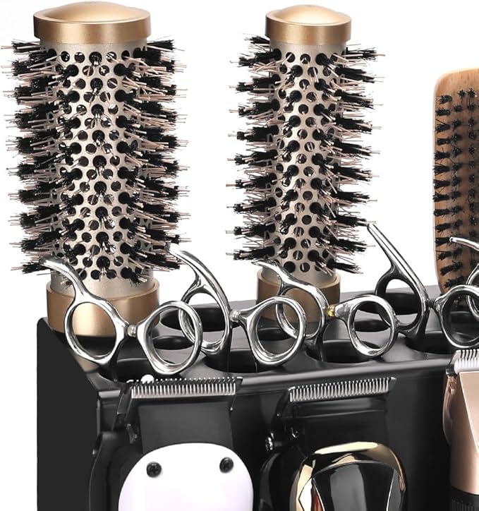 Hair Dryer Holder, Versatile Station Organizer for Wall or Desktop use, Stores Hair Dryers, Clippers, Curling Irons, Combs, Scissors, and More, for Barbershops, Salons, and Home Bathrooms