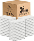 CH White Bath Towels Bulk Pack of 36 (22x44 Inches) – Pure Cotton Lightweight & Absorbent Towels for Airbnb, Hotels, Motels & Commercial Use