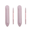 2 Pcs Transparent Pink Glass Cuticle Pusher Tool with Pink Leather Case, Sassy Tip Cuticle Pusher Pen for Precision Filing Nail Salons Home