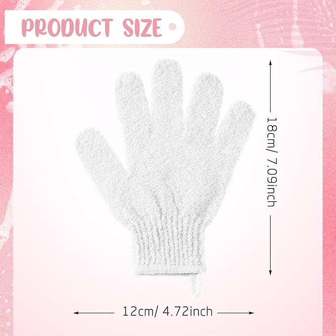 Didaey 104 Pcs Exfoliating Glove Bulk Shower Gloves with Hanging Loop Exfoliating Body Scrubber Dead Skin Remover for Body Bath Beauty Spa Massage Scrubs Men Women Bathing(White)