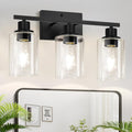MOKATNG 3-Light Bathroom Light Fixtures, Vanity Light with Clear Glass Shades, Matte Black Bathroom Light Fixtures Over Mirror, Modern Bathroom Wall Lamp for Mirror Living Room Cabinet Bedroom