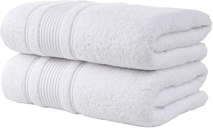 Personalize Your Towels with Custom Embroidery: Names, Monograms, and Initials. Perfect for Bathroom, Spa, Gym, Shower, Kids, Adults, Pool, Travel, Gifts, 2-Piece Bath Towels Set - White