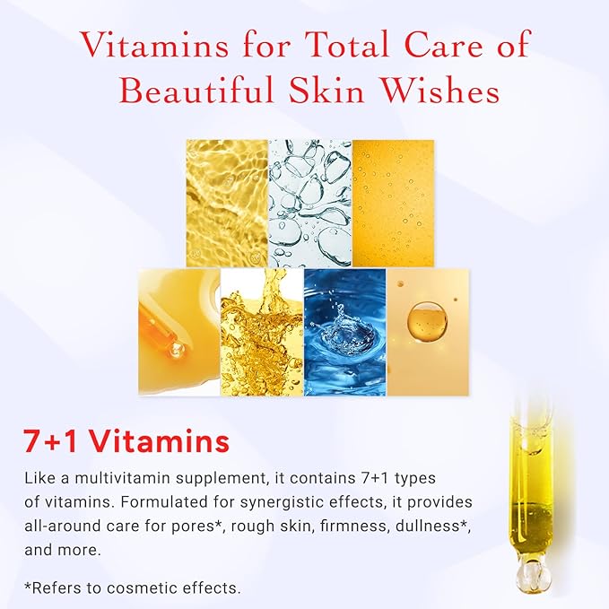 Lululun 7 Sheet Vitamin C Face Masks Skincare for Women & Men, Daily Face Mask Sheet for Pore Firming & Dull Skin, Facial Mask Sheet with 7 Herbs, Japanese Sheet Masks with 7+1 Vitamin Complex HYDRA V