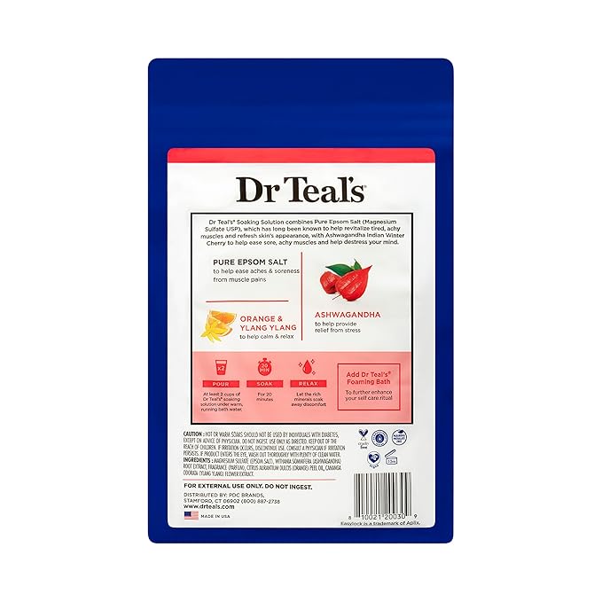 Dr Teal's Epsom Salt Magnesium Soak, Ashwagandha & Essential Oils, 3 lbs