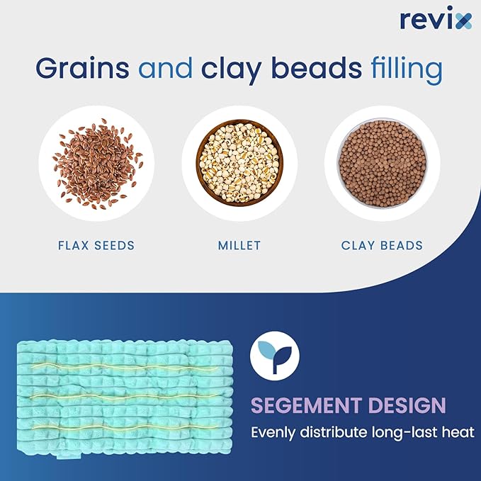 REVIX 6 * 12" Moist Heating Pad Microwavable, Reusable Microwave Heating Pads for Joints, Weighted Heat Packs with Flaxseeds for Shoulders, Neck, Back, Unscented