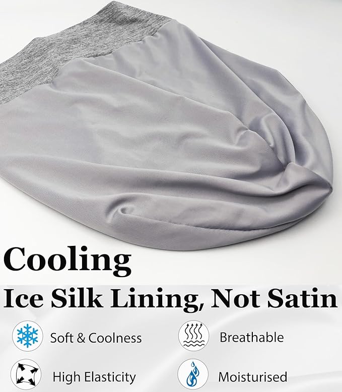 Sleep Cap Bonnet for Sleeping Black Women, Adjustable Cooling Ice Silk Lined Bonnet for Curly Braids Hair Cover Beanie Hat