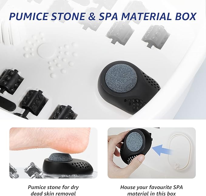 Mia&Coco Foot Bath Spa Soak Tub, Massager with Heat, Bubbles,Vibration,Auto & Manual Temperature Control & Pedicure Feet Spa, Warm Soothing Soak Relief with 22 Removable Rollers (Black&White)