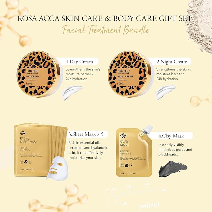 23 Pcs Mother's Day Gift for Mom, Leopard Skin Care Set for Women, Bath and Body Gifts Basket Set, Spa Gift Baskets, Day Cream, Bath Bombs, Serum, Birthday, Christmas, Valentines, Anniversary, Wife