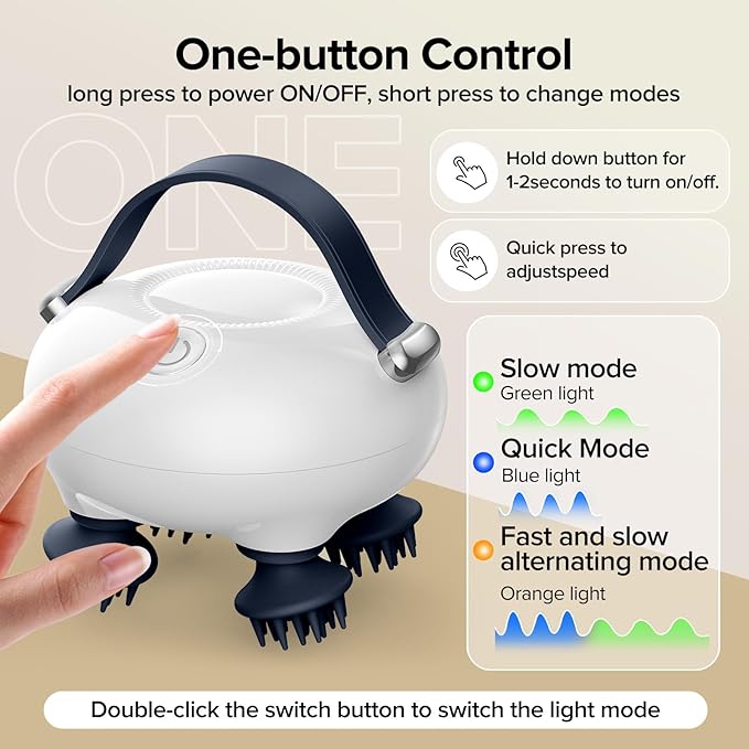 Scalp Massager, Head Massager Scalp with Tangle-Resistant Design, Portable Head Massager, Hair Massagers with 12 Massage Heads, 3 Modes, Mothers Day Gifts, Father Day Gifts for Mom, Dad