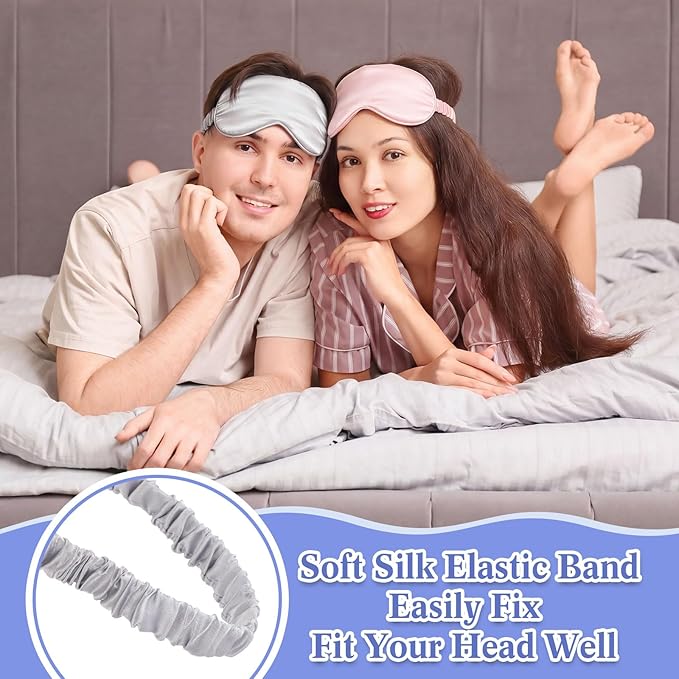 Cutecrop 12 Pcs Silk Sleep Masks Soft Satin Eye Masks with Adjustable Elastic Strap for Sleeping Comfortable Blindfold Eyeshade for Women Men Nap Night Travel Gifts (Navy Blue,Black,Pink,Silver)