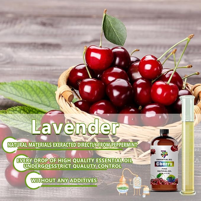 Cherry Essential Oil - GV77ZF Cherry Oils for Diffusers, Humidifiers, DIY Candles, Soap, Cleaning, Home, Office, Yoga, Massage, Gifts - 16 fl oz (480 ml)