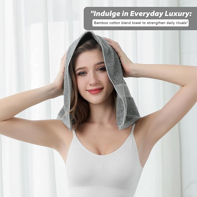 Aibaser Hand Towels-16x30inch - Lightweight and Highly Absorbent Hand Towels for Bathroom, Travel, Gym, Shower and Spa (Grey)
