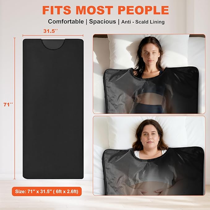 Portable Sauna Blanket PVC, Full Body Heated Bag for Home Use, Waterproof Foldable Design with Adjustable Temperature and Timer