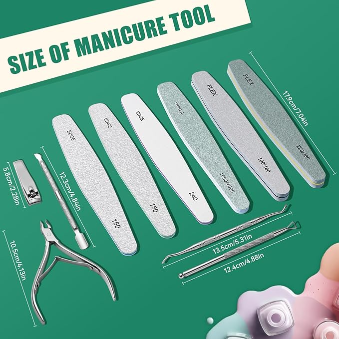 TsMADDTs Nail Care Tool Kit with Cuticle Trimmer, Cuticle Pusher, Nail Files and Buffers Blocks, Emery Boards, Nail Prep for Manicure & Pedicure for Women
