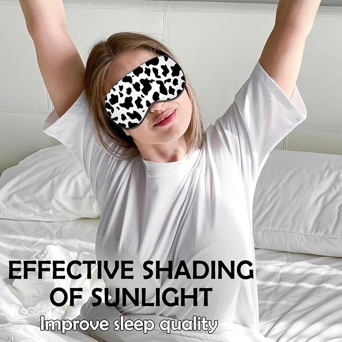 2 PCS Sleep Eye Mask Silk Sleeping Soft with Elastic Strap Eye Sleep Shade Cover for Cute Aesthetic Unisex Women Girls for Airplane Travel Nap-Leopard