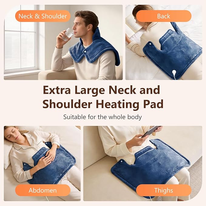 Neck Heating Pad, Heating Pads for Neck and Shoulders and Back with 6 Heat Options 4 Auto-Off Timer, Weighted Heating Pad for Back Pain Relief, Gifts for Mom Women Christmas Birthday