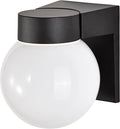 Nuvo Lighting SF77/140 Utility Fixture Die Cast Aluminum Durable Outdoor Wall Mount Porch and Patio Light with White Glass Globe, Black