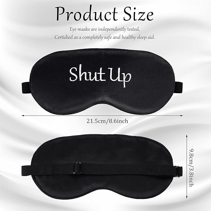 8 Pieces Funny Sleep Mask Silk Eye Mask with Adjustable Strap Soft Cute Blackout Blindfold Eye Cover for Women Men Full Night's Sleep, Travel, Nap, Meditation(Dark Colors)