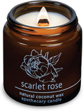 Hemlock Park Scarlet Rose Apothecary Hand-Poured Scented Candle | Crackling Wood Wick, Botanical Fragrance & Coconut Wax | Up to 25 Hour Burn Time | 4 oz