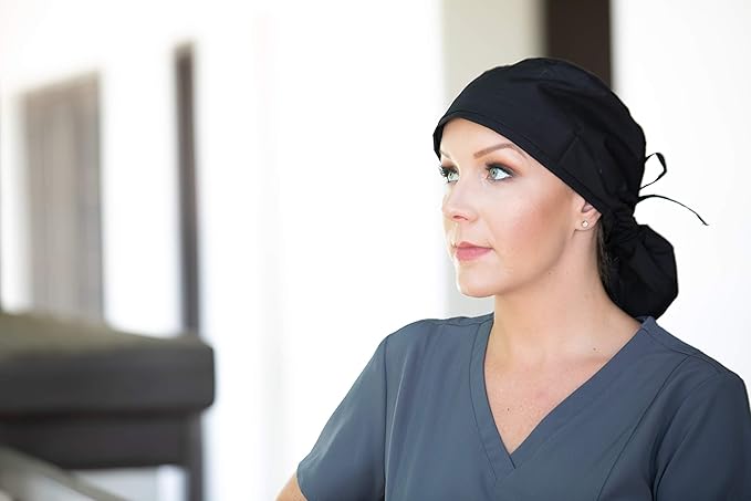 Sparkling EARTH Big Hair Ponytail Classic Surgical Style Scrub Working Cap - Made in The USA!!!