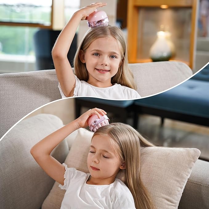 SHINLEA 2 in 1 Scalp Massager Hair Growth,Scalp Scrubber with Soft Silicone Bristles for Dandruff Removal,Shampoo Brush for Exfoliation,Head Massager for Both Wet and Dry Use (Pink)
