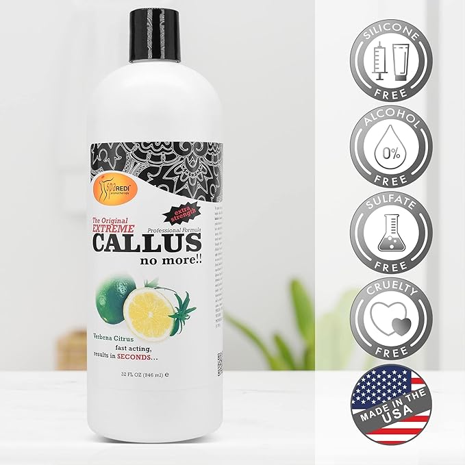 SPA REDI - Callus Remover for Feet Gel - Professional Pedicure Foot Care - Removes Toughest Calluses in Seconds and Smooths Dry Cracked Heels (Lemon and Lime, 32 Oz)