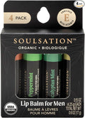 Soulsation Organic Lip Balm Set for Men - 4 Flavors - 100% Natural Moisturizing for Cracked & Dry Lips