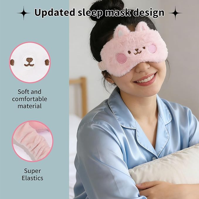 PERFECTSIGHT Sleep Eye Masks, Cute Sleep Eye Cover Lightweight Adjustable Eyeshade Mask Cover for Women Men Sleep Travel Nap, Bunny