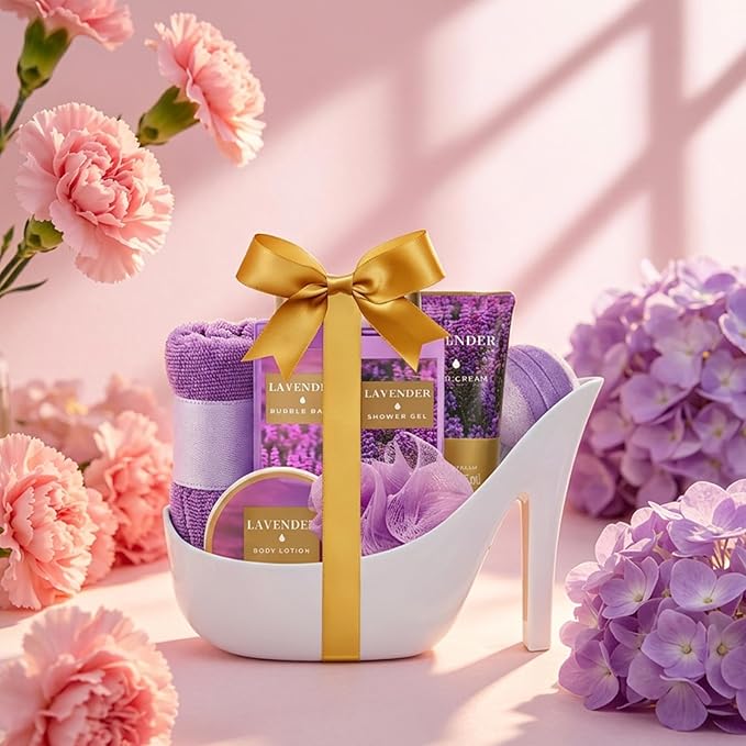 Spa Luxetique Gifts for Women 8pcs Relaxing Lavender Gift Set for Women High Heel Spa Gift for Womens Birthday Gifts for Womens Mom Grandma Teacher Nurse Mothers Day Gift