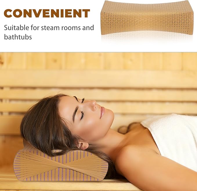 iplusmile Simulated Rattan Sauna Pillow - Ergonomic Sauna Neck Rest Pillow - Contour Bed Pillow Sauna Accessories for Relaxing Home Gym Saunas Rooms