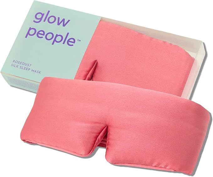 Glow People Silk Sleep Mask – 100% Mulberry Silk Eye Mask for Sleeping, Total Blackout, Cloud-Soft and Adjustable for Beauty Sleep and Travel - Rose Dust