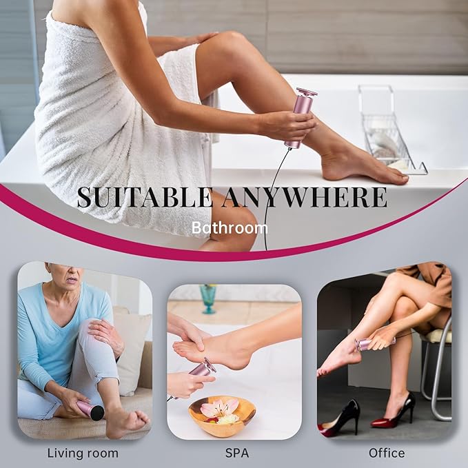 Krofaue Electric Foot File Remover Callus - Professional Aluminum File Grinder Adjustable Pedicure Tools with 60pcs Sandpaper Disks for Dead Skin