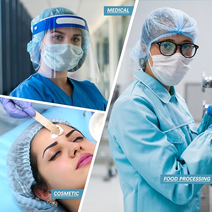 100 Pack 21" Disposable Nonwoven Bouffant Caps Hair Net for Hospital Salon Spa Catering and Dust-free Workspace (blue)