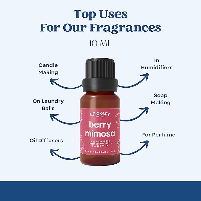 CANDECraftCo Premium Fragrance Oil – Diffuser Oils Fragrances Scented for Home, Candle Soap Making Supplies, Aromatherapy Blends for House (0.34 Fl Oz) (Champagne & Berry Mimosa)