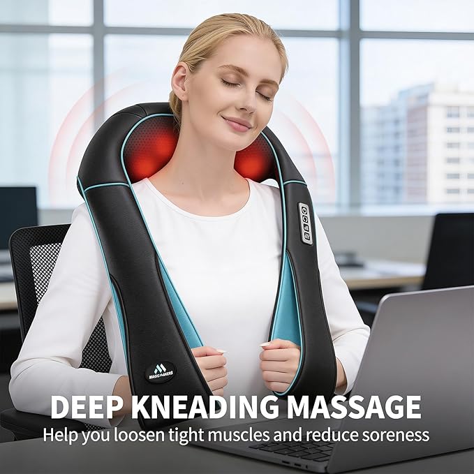 MagicMakers Shiatsu Neck Massager with Heat for Pain Relief Deep Tissue – Mothers Day Gifts for Mom, Women, Her | Ideal for Men, Dad & Him– Amazing Back & Shoulder Relief from Daughter or Son