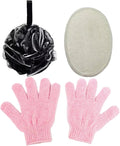 Loofah Bath Sponge, Exfoliating Bath Gloves, Loofah Exfoliating Body Scrubber Pad, 4 pcs for Men and Women Spa and Travel