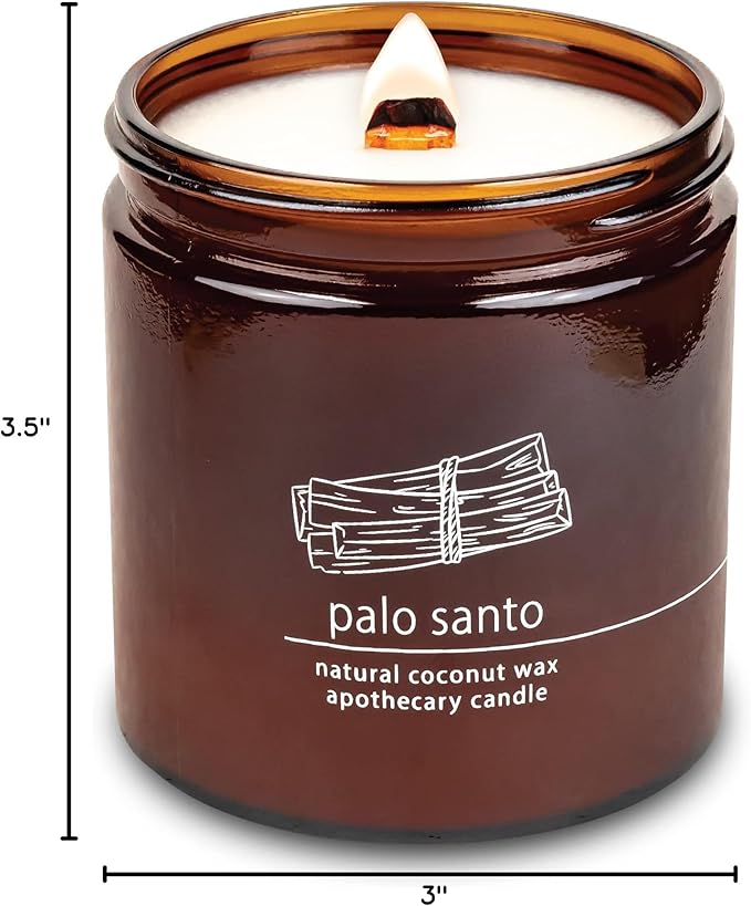Hemlock Park Palo Santo Apothecary Hand-Poured Scented Candle | Crackling Wood Wick, Botanical Fragrance & Coconut Wax | Up to 90 Hour Burn Time | 16 oz
