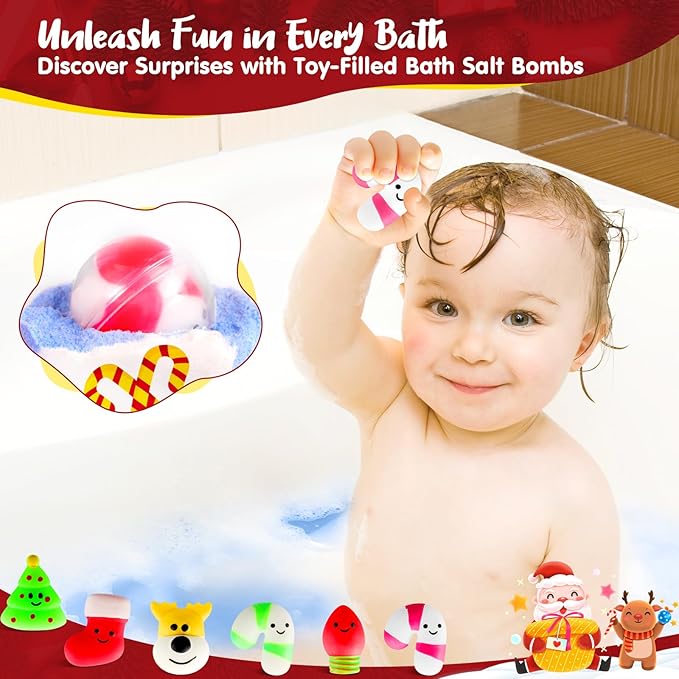 SeasonBliss Christmas Bath Bombs for Kids with Surprise Inside,Bath Bombs Sets with 6 Pack Bubble Bath Bomb for Girls and Boys, Nice Gifts for Kids