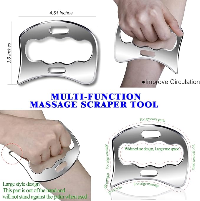 BYYDDIY 3 in 1 Stainless Steel Muscle Scraper Tools Set,Scraping Massage Tools for Physical Therapy,Derma Edge & GuaSha Massage Scraper Tool