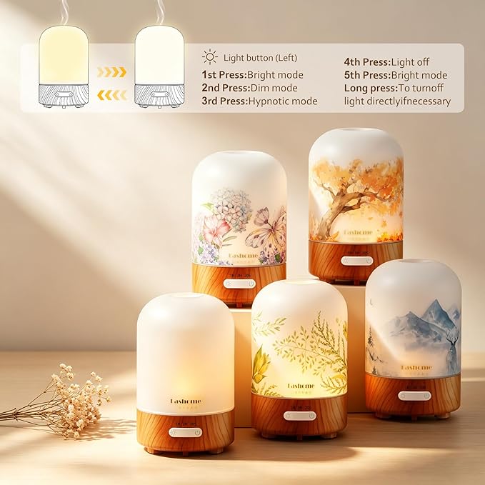 Essential Oil Diffuser for Home, Ultrasonic Cool Mist Air Aromatherapy Humidifier, Mini Scent Air Machine Portable Diffuser with Changing Lights & Auto Shut-Off for Home Bedroom Office Yoga(<25dB)