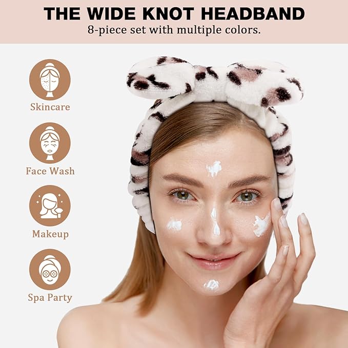 YOOVR 8pcs Spa Headband, Mothers Day Gifts Bulk, Stocking Stuffers for Teen Girls Women, Skincare Makeup Face Wash Headband, Hair Accessories for Girls, Party Favors for Adult, Easter Baskets Stuffers