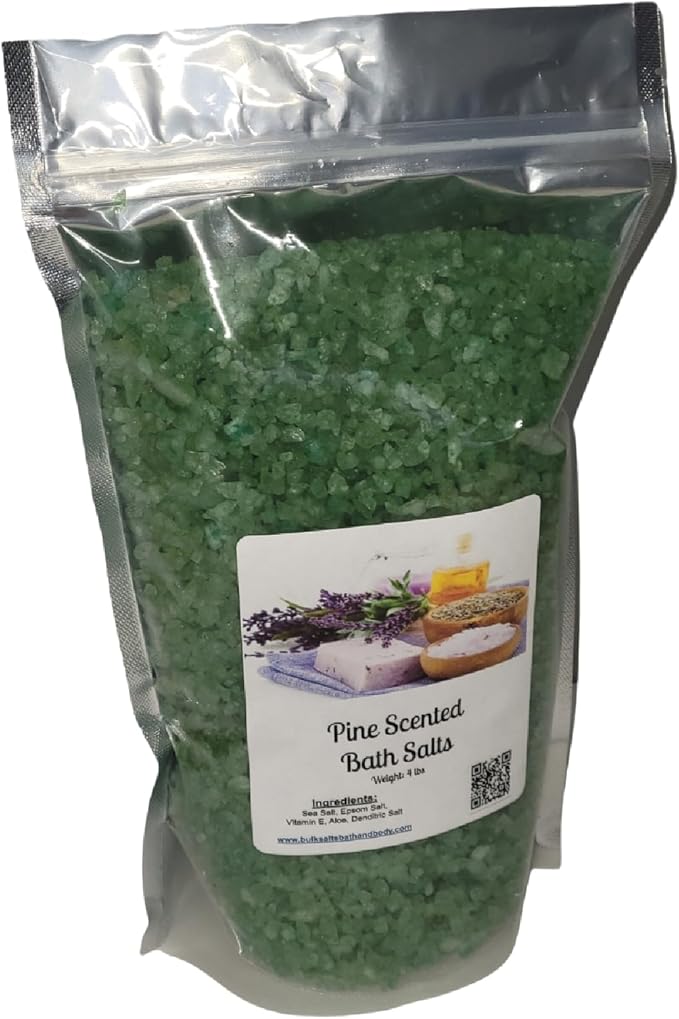 Bath Salts | 4lb Bag (64oz.) | Choose Your Scent | Epsom Salt | Sea Salt| Bathing | Body Care | Beauty | Relaxation | Spa | Pedicure | Manicure | Soak (Pine)