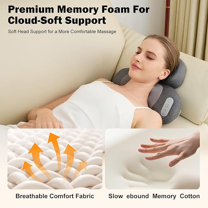 3-in-1 Neck Massager with Heat, Portable Cordless Neck Massager for Pain Relief Deep Tissue, 4D Kneading Shiatsu Neck and Shoulder Massager Pillow, Mothers Day Gift, Mom Gifts