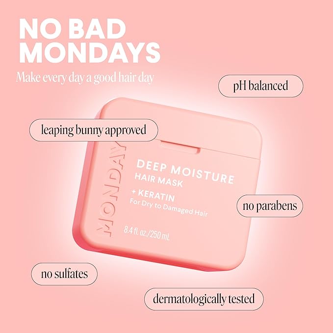 MONDAY HAIRCARE DEEP MOISTURE Hair Mask with Keratin, Argan Oil, Shea Butter & Coconut Oil for Dry to Damaged Hair 250 mL