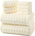 REDKISS 8-Piece Soft Bath Towel Sets, Extra Large 2 Bath Sheet (35×70 in), 2 Hand Towel, 4 Washcloth, Microfiber Quick Dry & Absorbent, Cream Towels for Bathroom