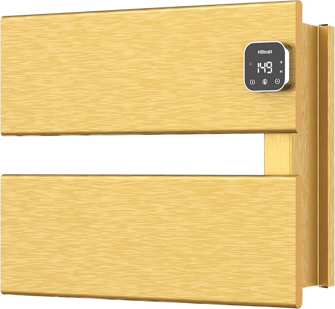 Electric Towel Warmer, Heated Towel Rack with Thermo Control and Timer, Fast Heating Towel Rail for Bathroom with Memroy Function, Work with Smart Plug, Right-Wiring, 2 Panel, Gold