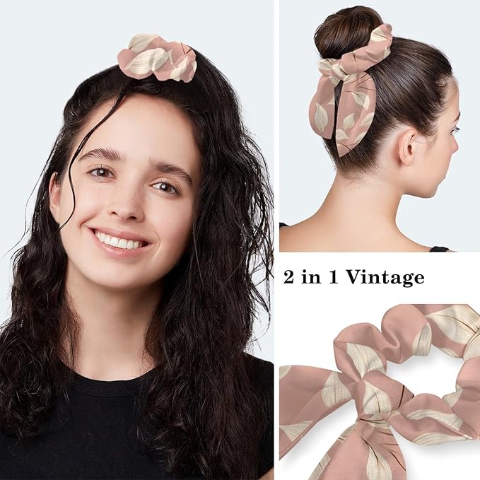 Scrub Caps Women Ponytail Cute Pink and White Leaves Caps Bouffant Working Hat Elastic Tie Back Hats with Button
